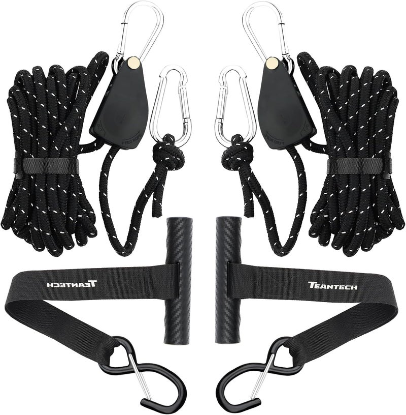 TEANTECH Kayak Tie Down Straps Kit – Bow & Stern Loops, Heavy Duty Ratchet Straps, Anchor Points & Secure Tying Kit for Canoes, Kayaks, Paddleboards, and Watercraft - Image 1